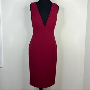 Alice & Olivia deep plunge dress in “wine” red